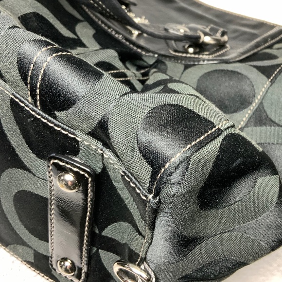 Coach Signature Black Madison Audrey Satchel Shoulder Tote - Picture 12 of 16